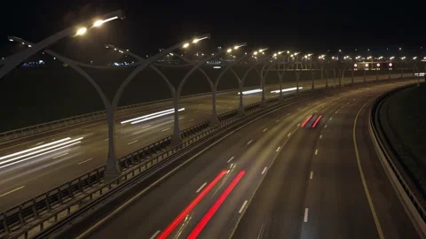 Highway at night time-lapse Stock Footage 142647244