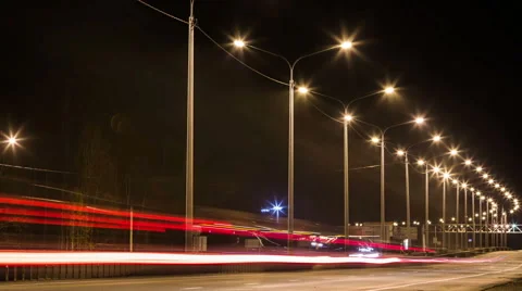 Highway At Night. Time Lapse View Stock Footage 47839472