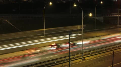 Highway by night timelapse 01 Stock Footage 21306558