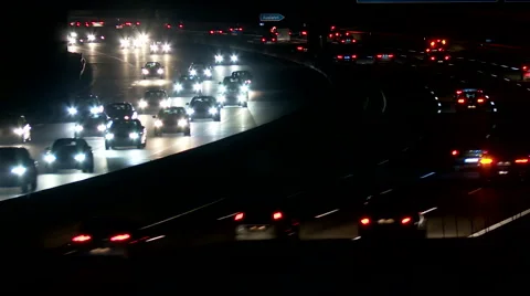 Highway at night with traffic Stock Footage 46480592