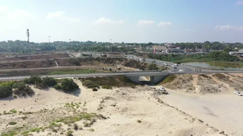 Highway number 2 Israel ,Beit Yanai interchange Video stock 134882053