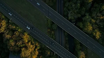 Highway overpass aerial sunset time-lapse Video stock 86090192