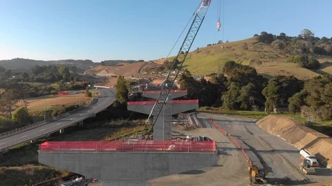 Highway overpass construction in Puhoi Stock-Footage 127077690
