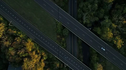 Highway overpass at rush hour hyperlapse timelapse aerial Video stock 83287186