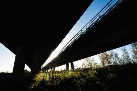Highway overpass viewed from underneath Stock Photos