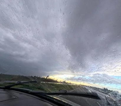 Highway Rain: Inside the Car, Capturing Motion and Atmosphere Stock Photos