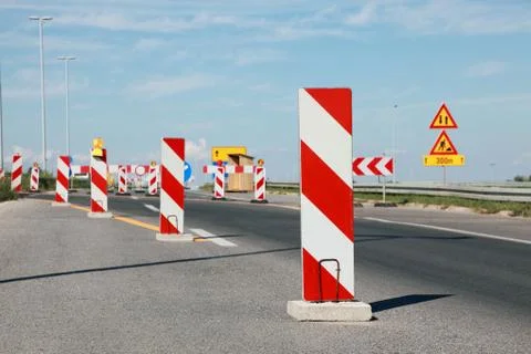 Highway in reconstruction 스톡 사진