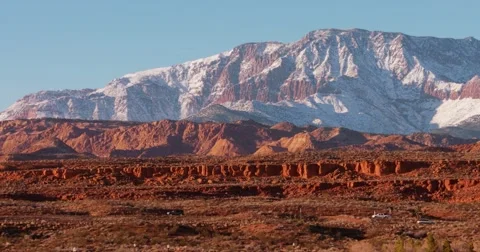 Highway red rocks and mountain Stock-Footage 60063089