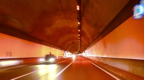 Highway Red Tunnel Rage Camera Car at High Speed 4k Stock Footage 50436317