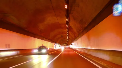 Highway Red Tunnel Rage Camera Car at High Speed Stock Footage 50453495