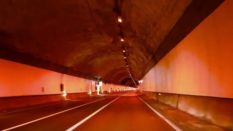Highway Red Tunnel Rage Camera Car at High Speed Stock Footage 80541765