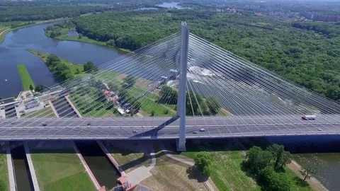 Highway on the river. High bridge Stock Footage 76976589