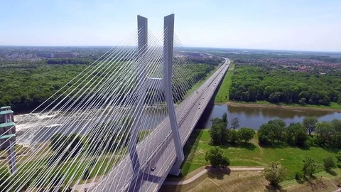 Highway on the river. High bridge Stock Footage