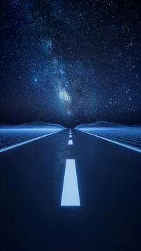 Highway road with digital space background, 3d rendering. Stock Illustration