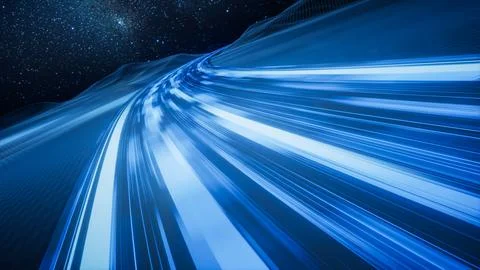 Highway road with digital space background, 3d rendering. Stock Illustration
