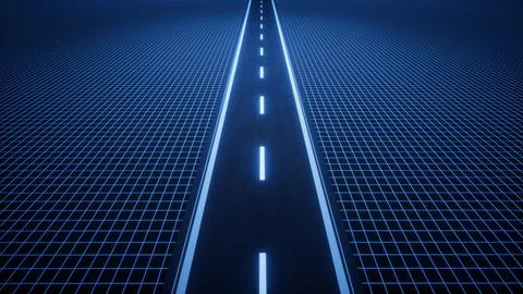 Highway road with digital space background, 3d rendering. Stock Illustration