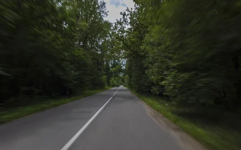 Highway road, forest and fields, panorama view Foto stock