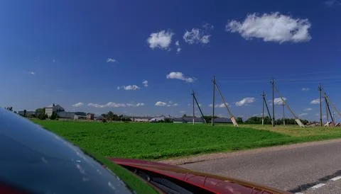Highway road, forest and fields, panorama view Photos