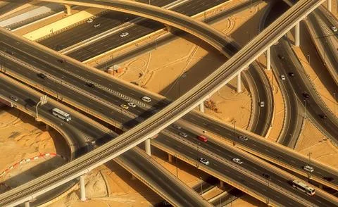 Highway road intersection in Dubai. Stock Photos