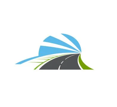 Highway road isolated vector two lane pathway icon Stock Illustration