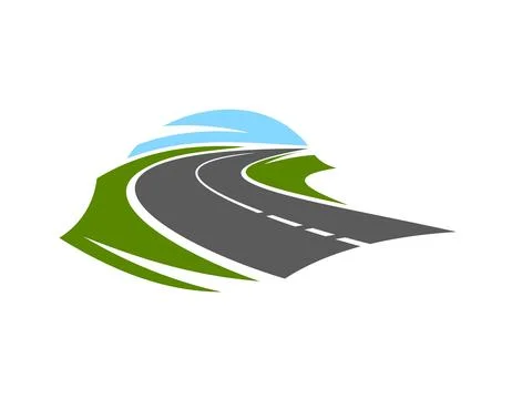 Highway road logo vector icon, asphalt route way Stock Illustration