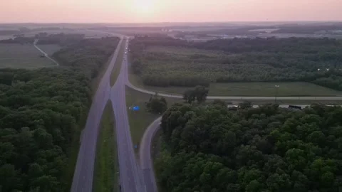 Highway road at sunset. bridge and infrastructure Stock Footage 244077853