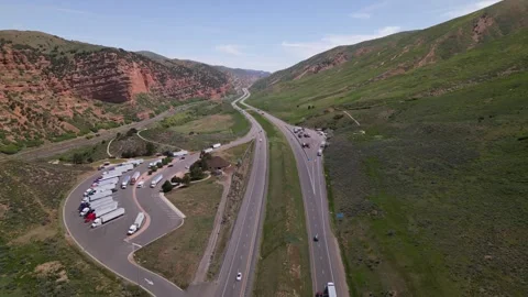 Highway road through the canyons and rocks in Utah Stock Footage 248122963