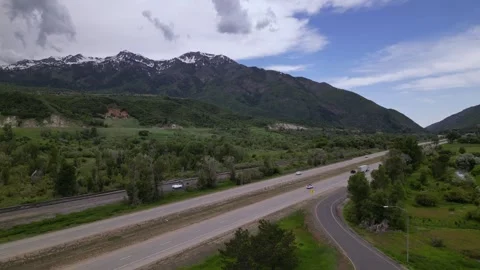Highway road through the canyons and rocks in Utah Stock Footage 248123018