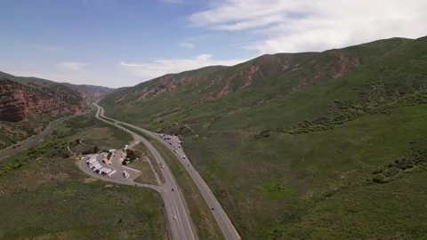Highway road through the canyons and rocks in Utah Stock Footage 248123046