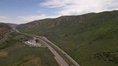 Highway road through the canyons and rocks in Utah Stock Footage 248123049