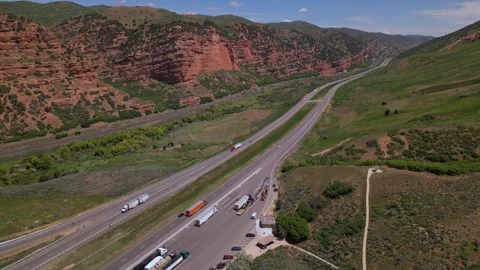 Highway road through the canyons and rocks in Utah Stock Footage 248123055