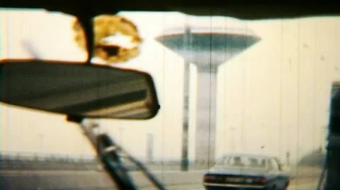 Highway Road Trip Car Window Landscape - Vintage Super8 Film Stock Footage 8995236