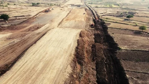 Highway road is in under construction for fast transportation. aerial drone.. Stock Footage 284714892