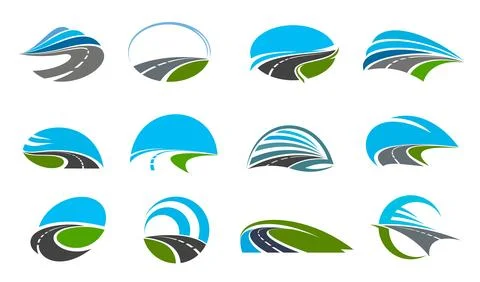Highway road vector icons and asphalt route way イラスト素材