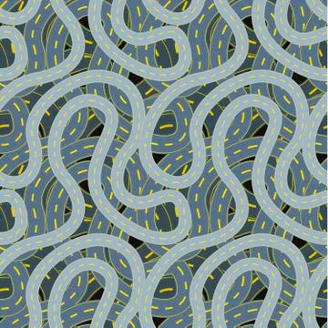 Highway roads on black, seamless pattern Stock Illustration