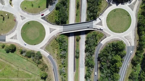 Highway Roundabouts and Interchange Traffic Flow Stock-Footage 334904049