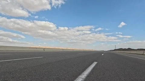 Highway Scene Across Eastern Desert Route From Cairo Toward Ain Sokhna Video stock 330029312