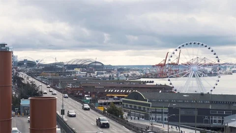 Highway in Seattle during the day Stock Footage 85103409