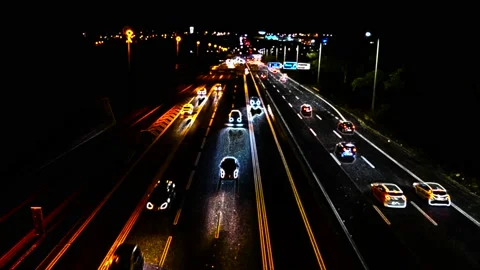 Highway Seen From Bridge at Night Stock Video Pond5 - Main Image