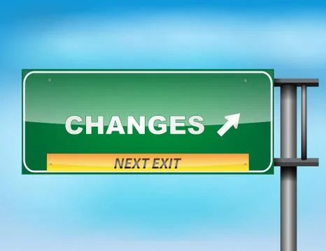 Highway sign with "changes" text Illustrazione stock