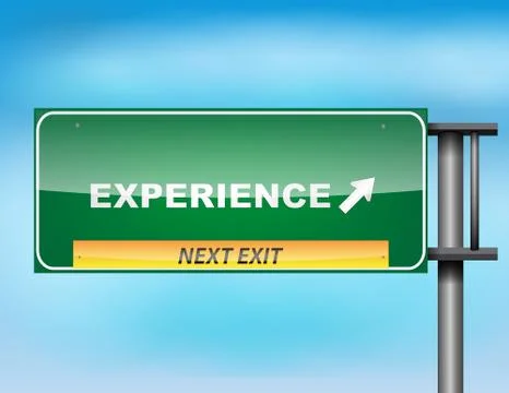 Highway sign with "experience" text 스톡 일러스트