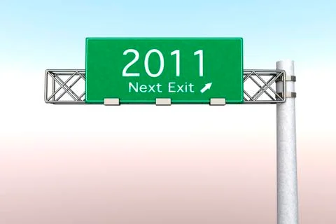 Highway sign - next exit 2011. Stock Illustration