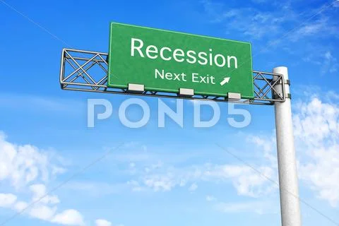 Highway sign - recession. Stock Illustration