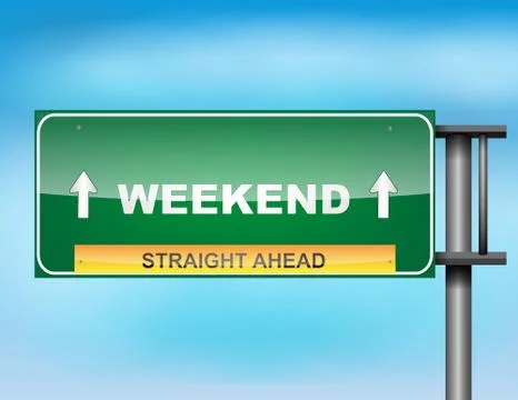Highway sign with "weekend" text 스톡 일러스트