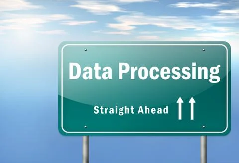 Highway signpost data processing Illustrazione stock