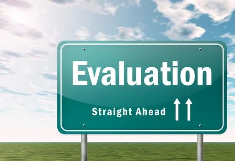Highway signpost evaluation Illustrazione stock