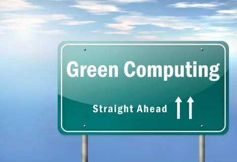 Highway signpost green computing Ilustração Stock