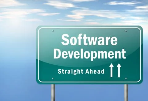 Highway signpost software development Illustrazione stock