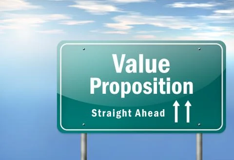 Highway signpost value proposition Illustrazione stock