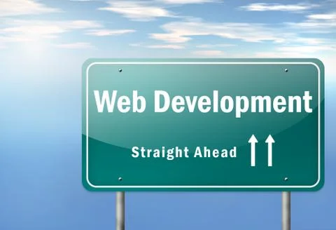 Highway signpost "web development" 스톡 일러스트